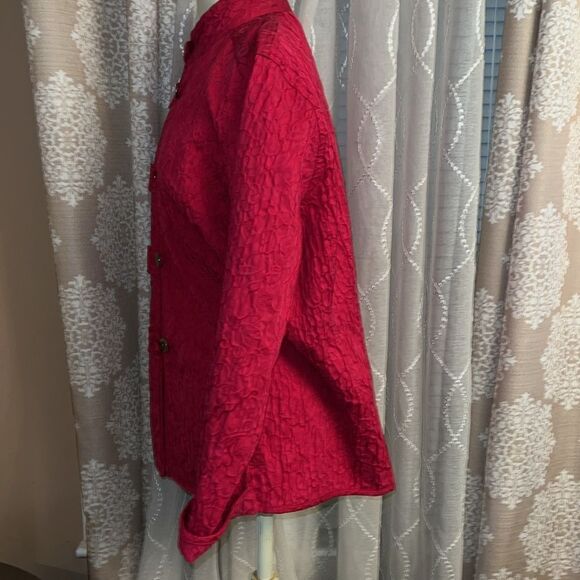 Chico’s Fuchsia High-Neck Blazer – Size 2 (12/14) – Loop Button Closure –RN79984 - Picture 5 of 7